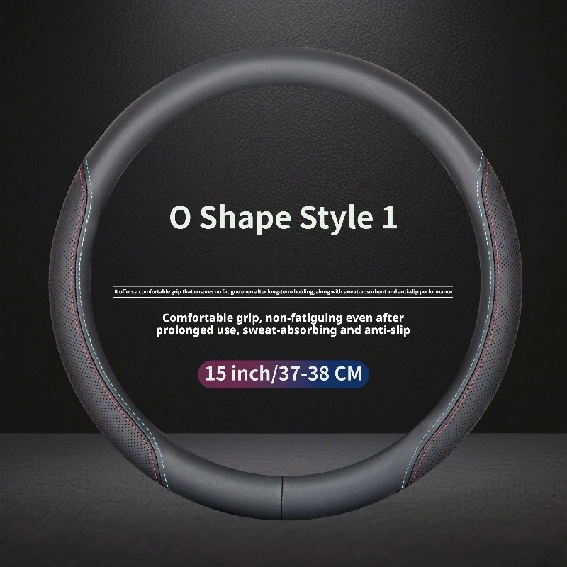 Car Steering Wheel Cover Anti Slip Breathable - Universeller Lenkradbezug aus Nappaleder, 37-38 cm,