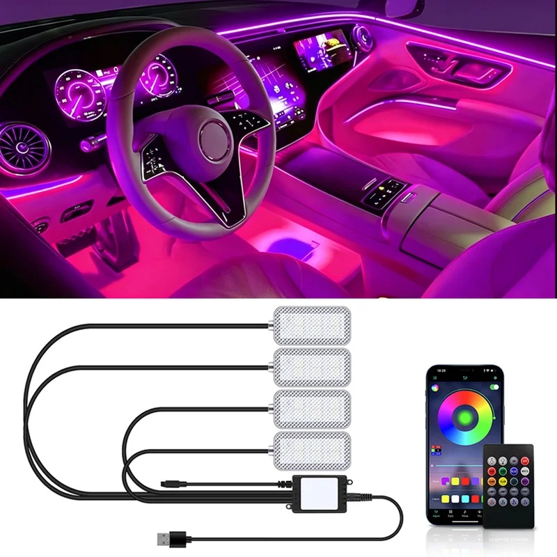 Neon-LED-Auto-Innenraum-Ambien – Led Ambient Interior Car Lights App Control Bewertung und Preis